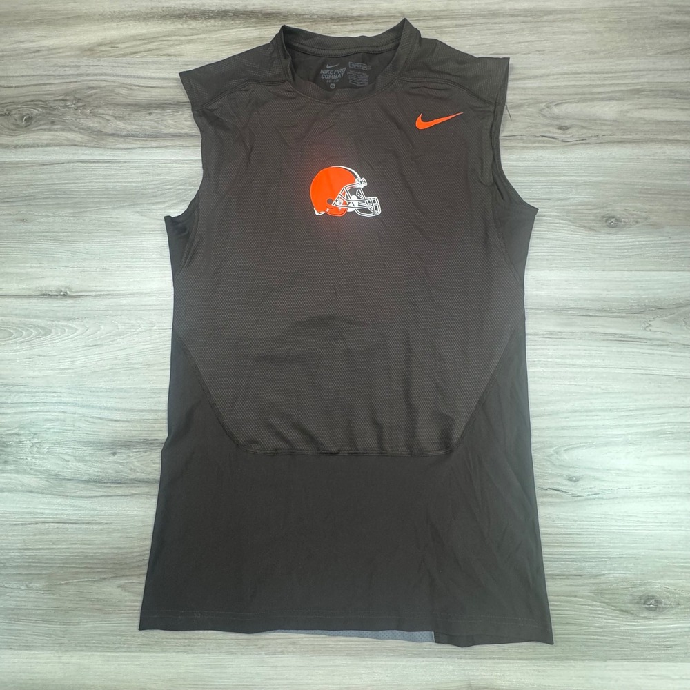 Nike Pro Combat Cleveland Browns Compression Tank Top Mens XL Brown 703670-239